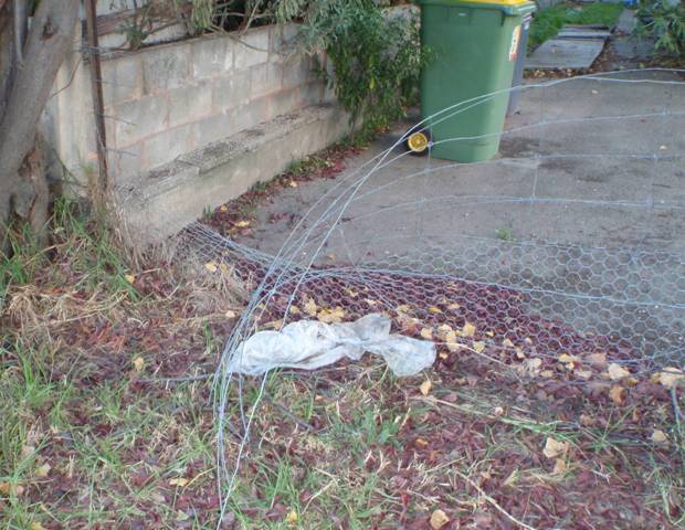 The wire fence has been cut